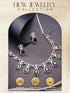 Silver Plated Emerald Green AD Studded Floral Statement Necklace Jewellery Set