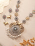 Oxidised Dual Toned Statement Peacock & Bull Motif Tribal Haram Pendant Style Jewellery Set