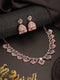 Rose Gold AD Studded Statement Designer With Classic Jhumka Earrings Necklace Jewellery Set