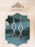 925 Sterling Silver Garnet Gemstone Studded Halo Drop Minimal Dangler Earrings