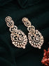 Rose Gold Toned Cubic Zircon Studded Designer Floral Dangler Earrings
