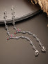 Set of 2 Silver Oxidised Ruby Red Stone Studded Peacock & Flower Minimal Dailywear Anklet Payal