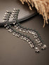 Set of 2 Silver Oxidised Green Stone Studded Flower Minimal Dailywear Anklet Payal