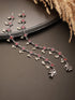 Set of 2 Silver Oxidised Ruby Red Stone Studded Minimal Dailywear Anklet Payal