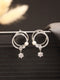 Silver Toned AD Studded Hoop Drop Earrings