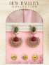 Antique Gold-Toned Dual Red & Green Stone Engraved Handcrafted Dangler Earrings