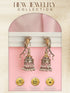 Antique Gold-Toned Parrot Motif Pearl Beaded Handcrafted Jhumka Earrings
