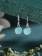 925 Sterling Silver Mint Green Aqua Stone Studded Minimal Handcrafted Drop Earrings