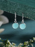 925 Sterling Silver Mint Green Aqua Stone Studded Minimal Handcrafted Drop Earrings