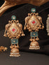 Gold Toned Kundan Studded Lightweight Bird Motif Statement Bridal Jhumka Earrings
