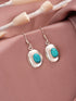 92.5 Sterling Silver Turquoise Stone Drop Earrings