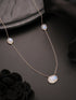 925 Sterling Silver White Moonstone Gemstone Studded Minimal Boho Necklace & Chain