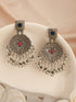 Oxidised Silver Toned Intricate Handcrafted Pearl Beaded Dangler Trendy Chandbali earrings