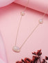925 Sterling Silver White Moonstone Gemstone Studded Minimal Boho Necklace & Chain