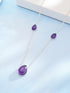 925 Sterling Silver Amethyst Gemstone Studded Minimal Boho Necklace & Chain