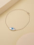 925 Silver Evil Eye Blue Minimal Adjustable Chain Charm Bracelet