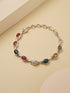925 Silver Navratna Natural Gemstones Studded Handmade Minimal Delicate Charms Adjustable Bracelet