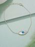 925 Silver Evil Eye Blue Minimal Adjustable Chain Charm Bracelet