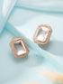 Gold Plated Uncut Polki Mossanite & AD Studded Geometric Designer Studds Earrings