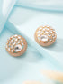 Gold Plated Uncut Polki Mossanite Kundan Studded Bridal Designer Circular Studds Earrings