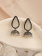Oxidised Silver-Toned White Stone & Pearl Beaded Teardrop Stone Handcrafted Jhumka Earrings