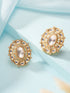 Gold Plated Uncut Polki Mossanite Studded Floral Designer Studds Earrings