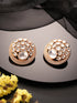 Gold Plated Uncut Polki Mossanite Kundan Studded Bridal Designer Circular Studds Earrings