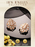 Gold Plated Polki Kundan Studded Designer Floral Bridal Large Studds Earrings
