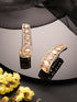 Gold Plated Uncut Kundan Polki Mossanite Minimal Half Hoop C - Bali Studds Earrings