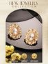Gold Plated Uncut Polki Mossanite Studded Floral Designer Studds Earrings