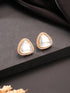 Gold Plated Uncut Mossanite Polki Statement Big Triangle Studds Earrings