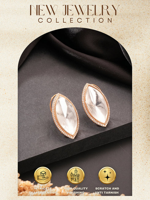 Gold Plated Uncut Polki Mossanite Minimal Studds Earrings