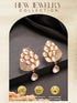 Gold Plated Uncut Polki Mosannite Kundan Studded Floral Drop Studds Earrings