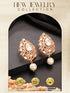 Gold Plated Uncut Mossanite Polki Statement Floral Drop Studds Earrings