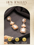 Gold Plated Uncut Polki Mossanite Kundan Studded Quirky Shaped Dropdown Earrings