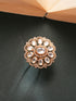 Gold Plated Kundan Mossanite Studded Floral Bridal Handcrafted Adjustable Finger Rings