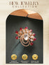Gold Plated Kundan Red Beads Studded Floral Adjustable Cocktail Finger Ring