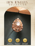 Gold Plated Kundan Moissanite Studded Filigree Luxe Tilak Shaped Cocktail Finger Ring