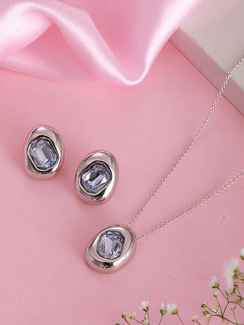 Shine with Elegance Blue Pendant & Earrings Set