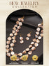 Beige Natural Stoned Beaded Embedded Double Layered Trendy Maala Necklace jewellery Set