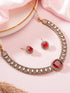 Oxidised Silver Toned Ruby Red AD Zircon Studded Minimal Kundan Choker jewellery Set