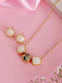 Elegant Square Stone Pendant Necklace & Earrings Set