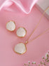 Elegant White Stone Pendant Necklace & Earrings Set
