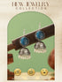 Oxidised Silver Toned Ice Blue Stone Fish Hook Contemporary Jhumka Earrings
