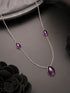 925 Sterling Silver Amethyst Gemstone Studded Minimal Boho Necklace & Chain