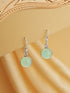 925 Sterling Silver Mint Green Aqua Stone Studded Minimal Handcrafted Drop Earrings