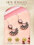 Oxidised Silver Plated Pink Stone Studded Minimal Fan Shaped Fishhook Earrings