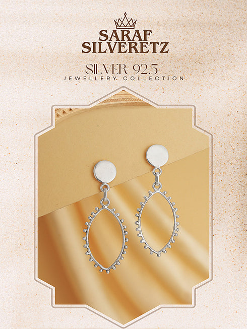 925 Sterling Silver Oval Lightweight Dangler Minimal Drop Earrings