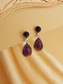 925 Sterling Silver Rhodium Natural Amethyst Gemstone Minimal Handcrafted Drop Earrings