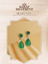 925 Sterling Silver Green Onyx Stone Studded Minimal Boho Chic Drop Earrings